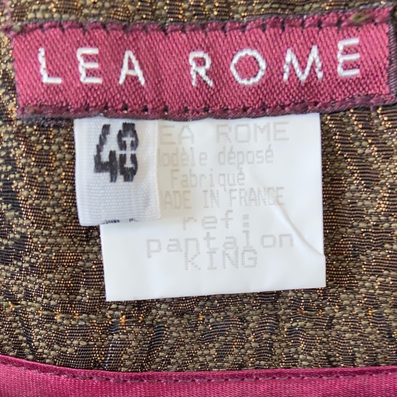 Lea Rome Flare Pants Textured Brown EU Sz 48 NWT - Picture 7 of 9